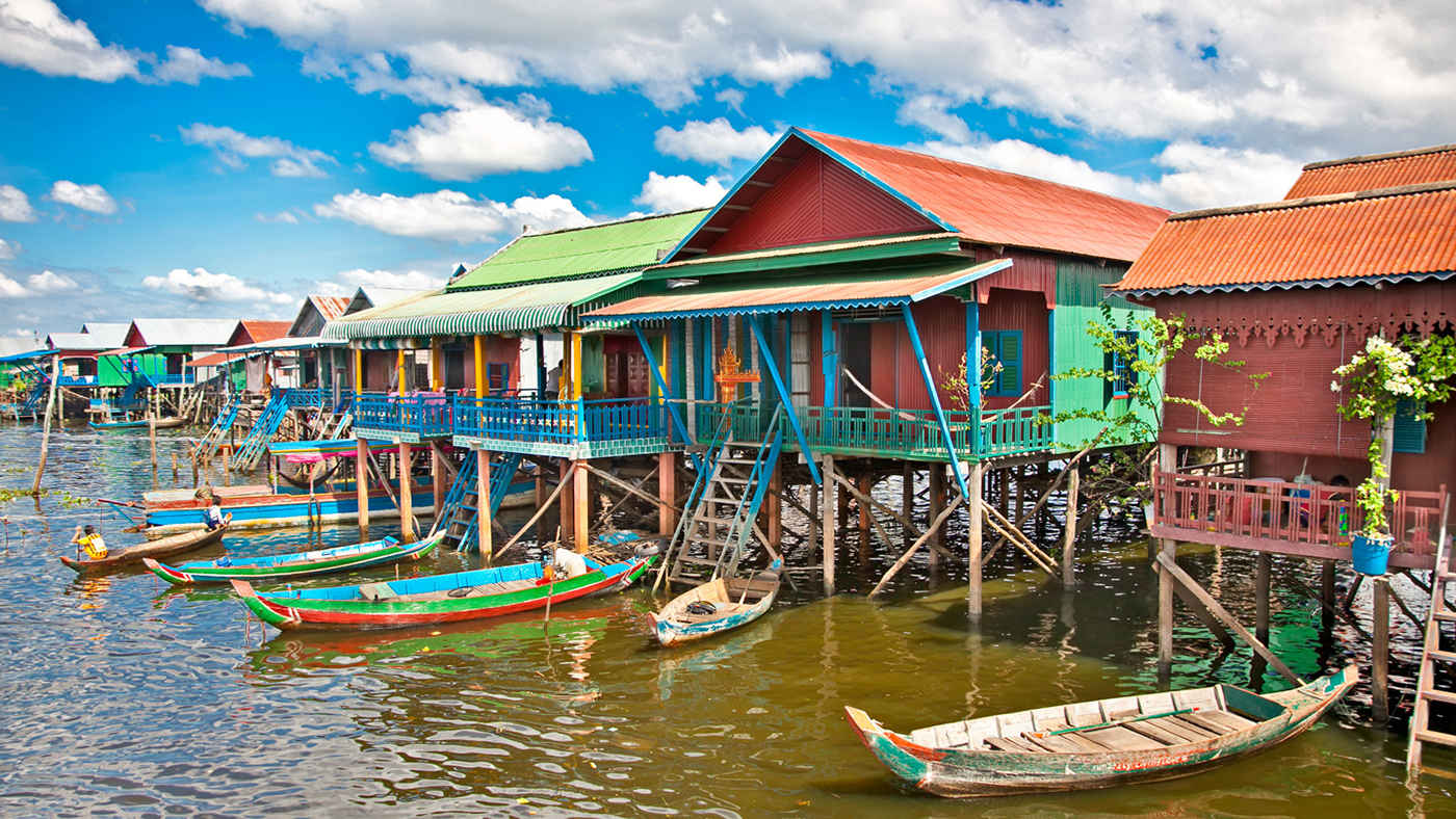 Kampong Phluk floating village during the rainy season